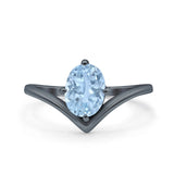 Oval Natural Stone V Midi Band Solitaire Ring