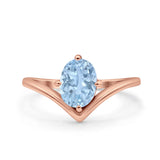 Oval Natural Stone V Midi Band Solitaire Ring