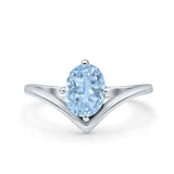 Oval Natural Stone V Midi Band Solitaire Ring