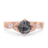 Round Natural Stone Leaf Vintage Style Ring