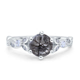 Round Natural Stone Leaf Vintage Style Ring
