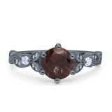 Round Natural Stone Leaf Vintage Style Ring