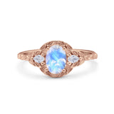 Floral Oval Natural Stone Wedding Ring