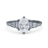 Oval Natural Stone Tapered Baguette Ring