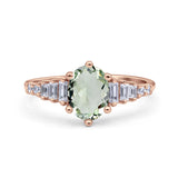 Oval Natural Stone Tapered Baguette Ring