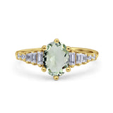 Oval Natural Stone Tapered Baguette Ring