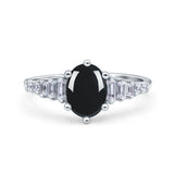 Oval Natural Stone Tapered Baguette Ring