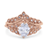 Vintage Oval Leaf Style Chevron Ring