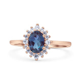 Art Deco Oval Halo Floral Ring