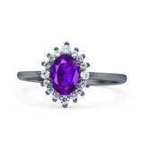Art Deco Oval Halo Floral Ring