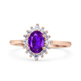 Art Deco Oval Halo Floral Ring
