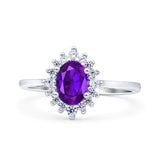 Art Deco Oval Halo Floral Ring