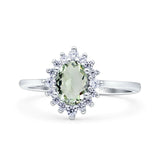 Art Deco Oval Halo Floral Ring