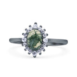 Art Deco Oval Halo Floral Ring