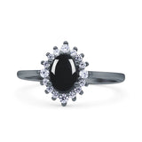 Art Deco Oval Halo Floral Ring