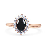 Art Deco Oval Halo Floral Ring