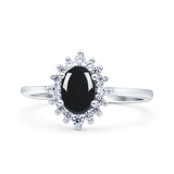 Art Deco Oval Halo Floral Ring