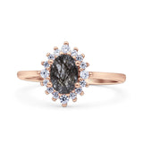 Art Deco Oval Halo Floral Ring