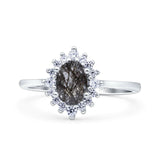Art Deco Oval Halo Floral Ring