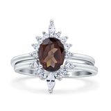 Two Piece Oval Curved Contour Silver Ring