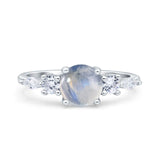 Round Five Stone Marqise Style Silver Ring