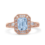 Art Deco Emerald Cut Halo Bridal Ring