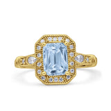 Art Deco Emerald Cut Halo Bridal Ring