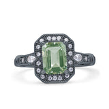 Art Deco Emerald Cut Halo Bridal Ring