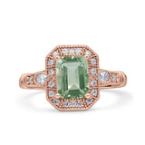 Art Deco Emerald Cut Halo Bridal Ring