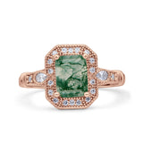 Art Deco Emerald Cut Halo Bridal Ring