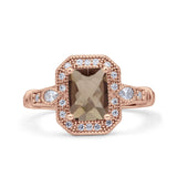 Art Deco Emerald Cut Halo Bridal Ring