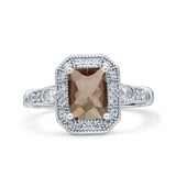 Art Deco Emerald Cut Halo Bridal Ring