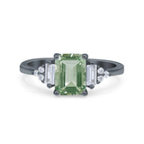 Three Stone Emerald Cut Trellis Ring