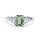 Three Stone Emerald Cut Trellis Ring