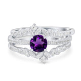 Vintage Style Round Natural Stone Floral Ring
