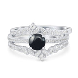 Vintage Style Round Natural Stone Floral Ring