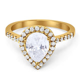 Pear Teardrop Natural Stone Halo Ring