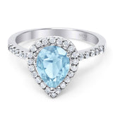 Pear Teardrop Natural Stone Halo Ring