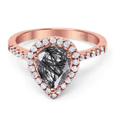 Pear Teardrop Natural Stone Halo Ring