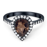 Pear Teardrop Natural Stone Halo Ring