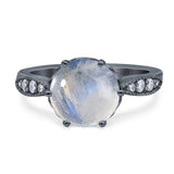 Art Deco Round Natural Stone Promise Ring