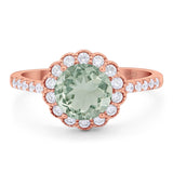 Round Natural Stone Floral Ring