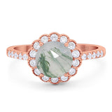 Round Natural Stone Floral Ring