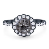 Round Natural Stone Floral Ring
