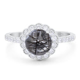 Round Natural Stone Floral Ring