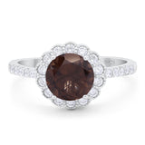 Round Natural Stone Floral Ring