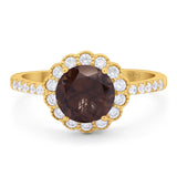 Round Natural Stone Floral Ring