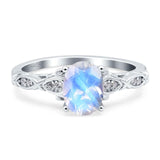 Oval Natural Stone Leaf Design Ring