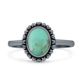 Minimalist 11mmTurquoise Heart Solitaire Oxidized Ring 925 Sterling Silver