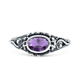 Petite Dainty Vintage Style Oval Thumb Ring Statement Fashion Oxidized Solid 925 Sterling Silver